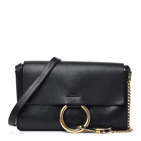 CHLOE Goatskin Small Faye Shoulder Bag Black 